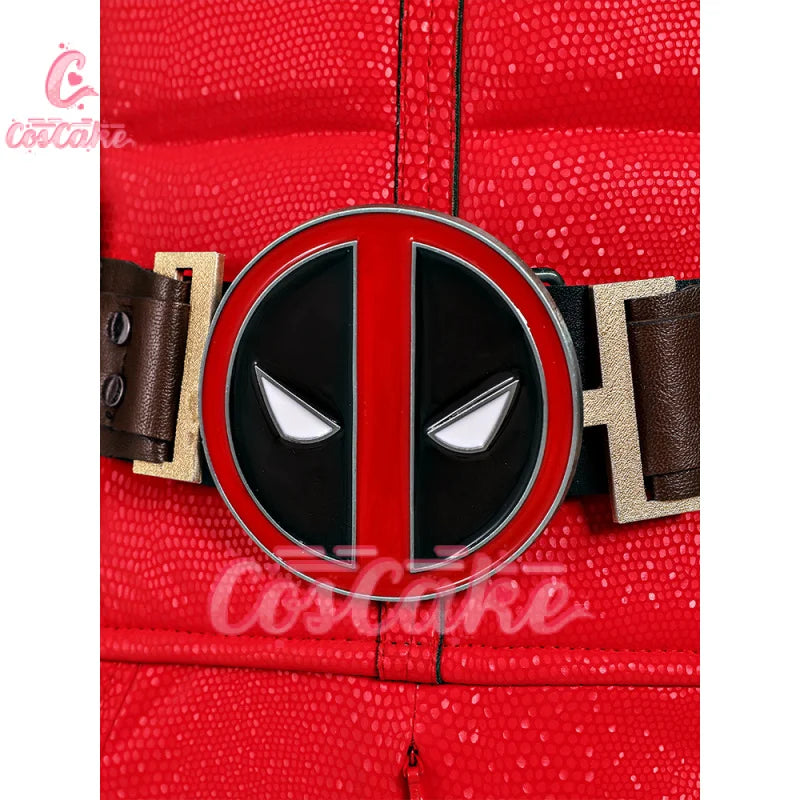 New Movie Deadpool Cosplay Costume Red Zentai Bodysuit Party Men Wolverine Full Jumpsuits Sword Bag Boots Belt Custom Made