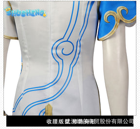 Chun Li Street Fighter 6 Cosplay Costume Blue Chun Li Dress with Accessories Full Set and Individual Items Are Sold