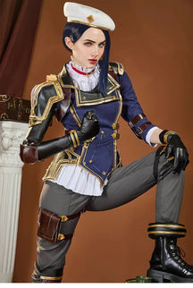 Caitlyn·Kiramman LOL Cosplay Arcane Season 2 costume Hat Shoulder Armor Gloves Leg Bag Set Party Carnival Handsome Woman Uniform