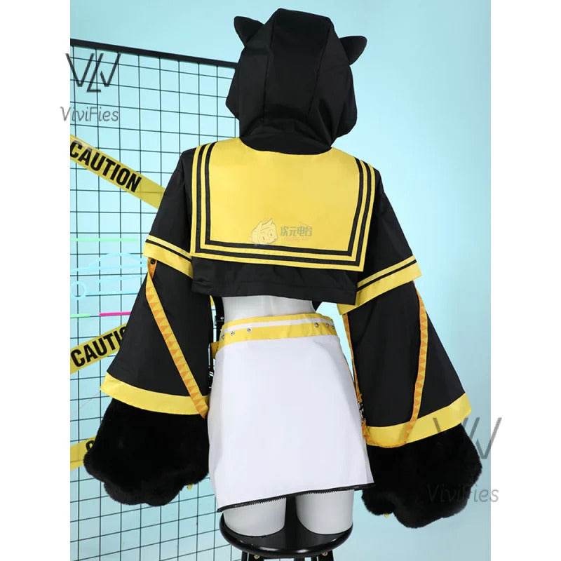 Kagamin Len/Rin Cosplay Costume Rin Kagamin Uniform Len Outfits Ear Cat Claw Cute Halloween Party Play Set for Men and Women