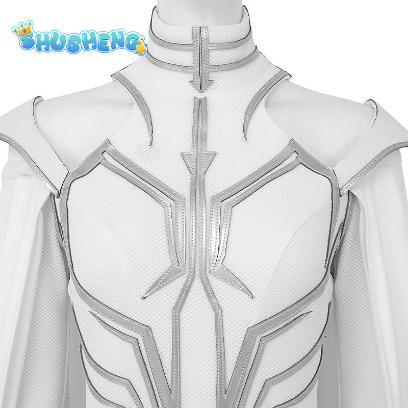 Cosplay Hela White Outfit Halloween Cosplay Costume Set Bodysuit White Jumpsuit Superheroine Costume With Cape Suit