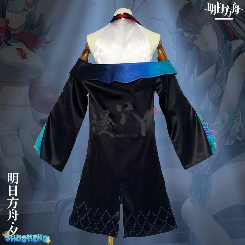 Dusk Cosplay Costume Game Arknights Dusk Dragon Cosplay Ears Tail Horns Women Costume