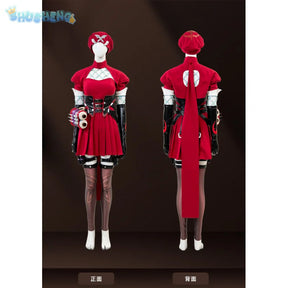 Psylocke Cosplay Rivals Red Ghost Hunter Costume Hat shoes suspender dress gloves socks prop set Halloween women fantasy uniform