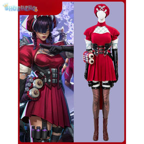 Psylocke Cosplay Rivals Red Ghost Hunter Costume Hat shoes suspender dress gloves socks prop set Halloween women fantasy uniform