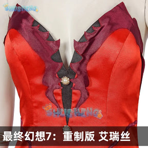 Aerith Gainsborough Cosplay Fantasy Sexy Red Dress Anime Game Final Fantasy VII Costume Disguise Adult Women Roleplay Outfits