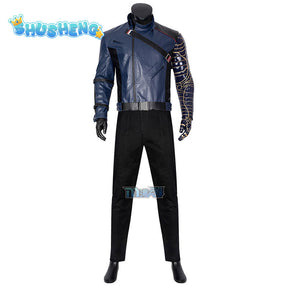 The Falcon and the Winter Soldier Bucky Barnes Cosplay Costume Outfit Coat+Pant Halloween Carnival Suit