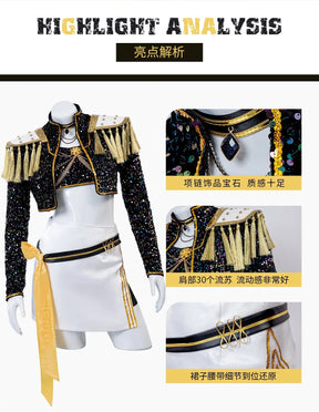 Anime KPop Demon Hunters Mira Cosplay Costume Black Gold Stage Outfit Huntrix Uniform Halloween Party Women Girls Carnival