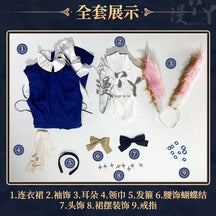 Arknights Amiya Cosplay Costume Set Dress  Ear Headband White Navy Games Anime Costumized Outfit for Women