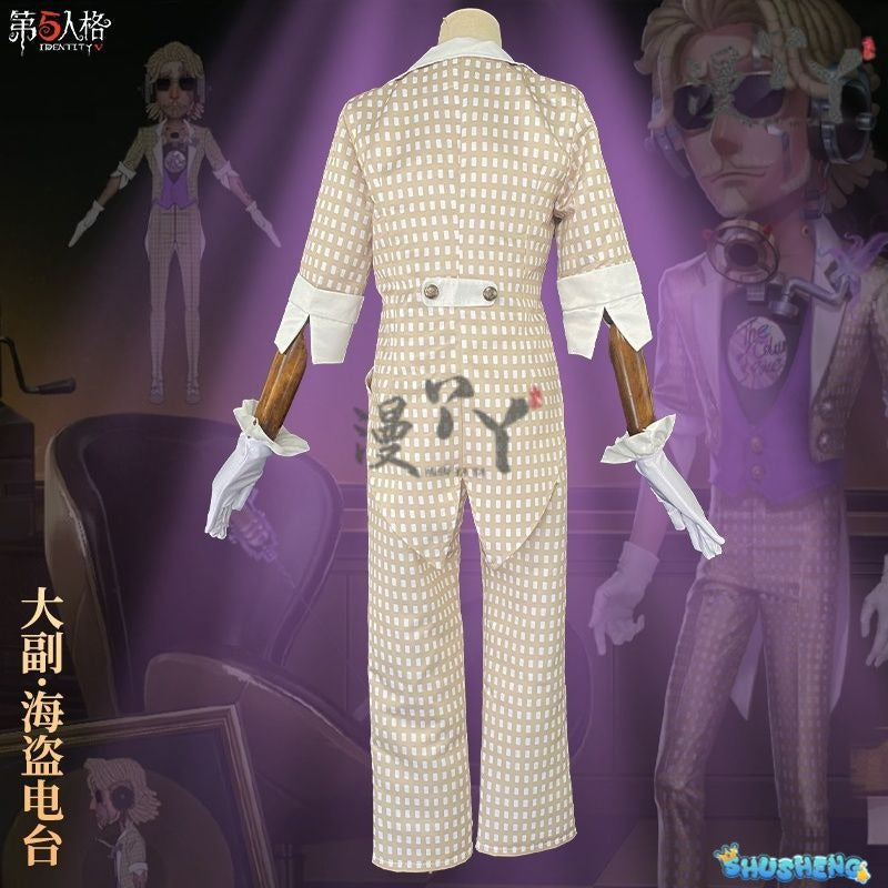 Jose Baden Cosplay Game Identity V Costume Pirate Radio First Costume Grid Uniform Suit Halloween Party Outfit for Man