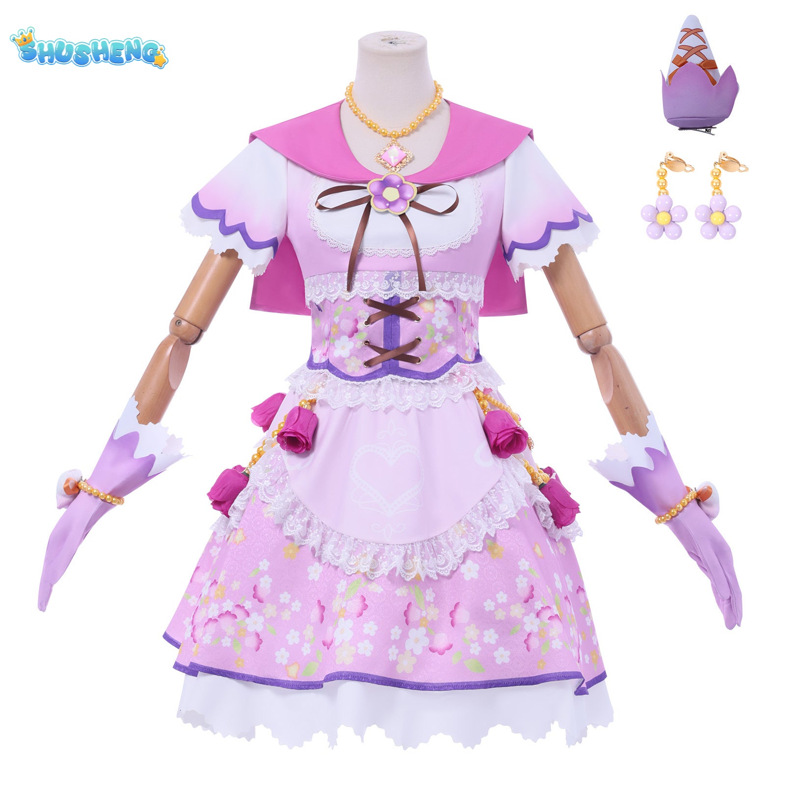 Anime Hoshimiya Ichigo Cosplay Costume Pink Dress Lolita Stage Performance Clothes Role Play Outfit for Women Girls Holiday