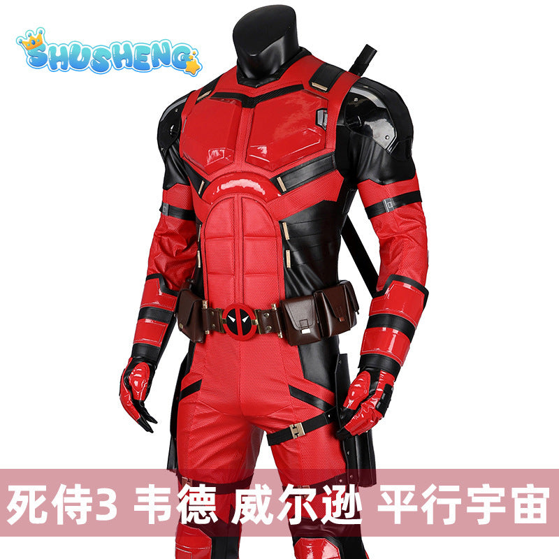 DP3 Wade Wilson Halloween Carnival Super Hero Red Soldier High Quality Cosplay Clothing Boys Combat Suit Tights and Accessories