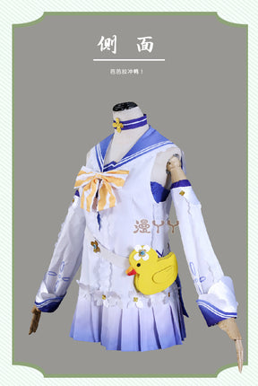 Genshin Impact Barbara Cosplay Costume Women Cute Swimsuit Coat Halloween Carnival Uniforms Full Set with Bag Hat Custom Made