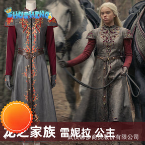 Rhaenyra Targaryen Cosplay Long Robe Pants Battle Uniform Women Dragon Princess Rhaenyra Halloween Costume Accessories