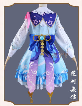 Genshin Impact Kamisato Ayaka New Skin Cosplay Costume Ayaka New Outfits Springbloom Missive Dress Hat Fan Ayaka Dress