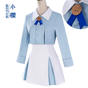 KINOMOTO SAKURA Blue White Dating Dress Variety Sakura Anime Clothing Two-Dimensional game Halloween Uniform