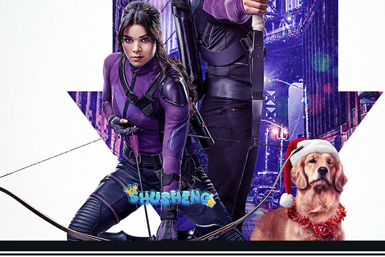 Female Hawkeye Kate Bishop Cosplay Costume with Quiver Hawkeye Super Powered Hero Outfit for Halloweewn Carnival Party