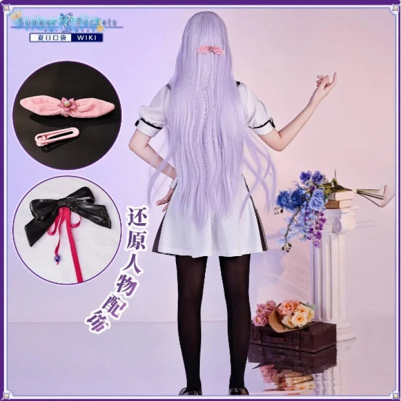 Summer Pockets Naruse Shiroha Sorakado Ao Cosplay Costume Halloween Sweet JK Dress Hair Accessories Socks Top Uniform Woman Set