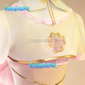 Cosplay Game VTuber Ace Taffy Cosplay Costume Wig YouTuber Ace Taffy Pink Dress Headwear Gloves Stockings Set Convention Event