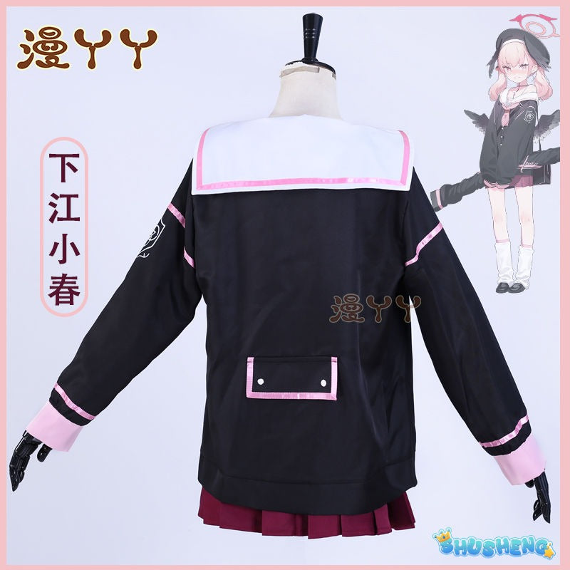 Blue Archive Shimoe Koharu Cosplay Costume Sailor Uniform Suit With Hat Wing Women Girl Halloween Party Outfit Headwear