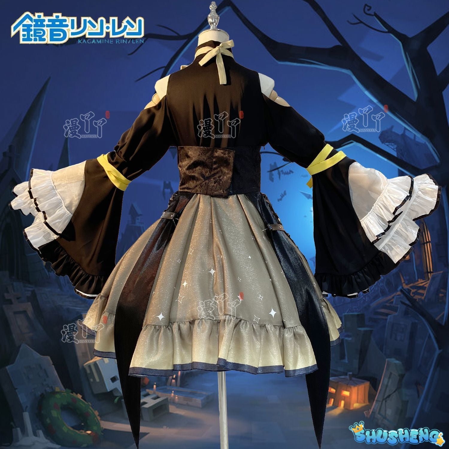 Kagaminee Rin x Rascal Collab Witchh Gothicc Halloween Cosplay Costume