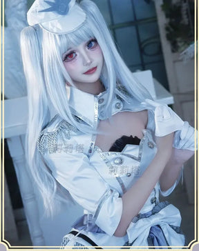 Shusheng-R Tokisaki Kurumi Nightmare Cosplay DATE A LIVE The White Queen Costume Halloween Party Lolita Dress Wig Props Women's Sweet Set