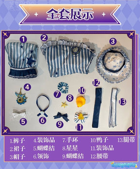 Game Identity V Tracy Reznik Mechanic Re-Swim Cosplay Costume Blue Stripe Swimsuit Glasses Hat Woman Sexy Lovely Carnival Lolita