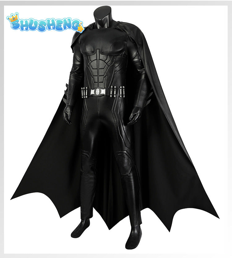 Michael Keaton Superhero Bat Bruce Wayne Cosplay Costume Hero Armor Outfit With Cowl Black Leather Jumpsuit Boots Halloween Suit