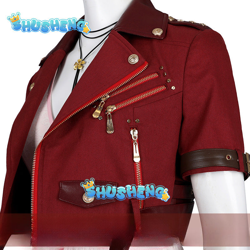 Final Cosplay Fantasy VII Rebirth Aerith Gainsborough Cosplay Uniform Set Women Girls Dress Outfit Halloween Party Suit Color