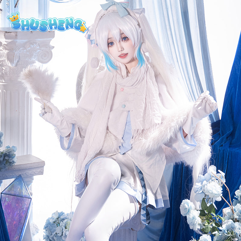 2024 Snow Miku cosplay costume wigs Lolita cute dress hat headwear wig anime Miku Christmas winter snow outfits dress