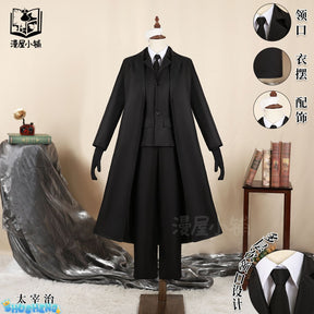 Osamu Dazai Cosplay Costume Black Trench Jacket Pants Gloves bandage Dazai Osamu Outfits Uniform Halloween Kostum For Anime Comic Con
