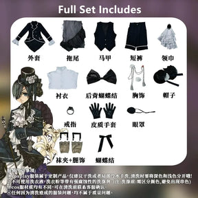 Ciel Phantomhive Dress Cosplay Costume Black Butler Anime Women Fashion Uniform Role Play Clothing Halloween Carnival Suit 2024