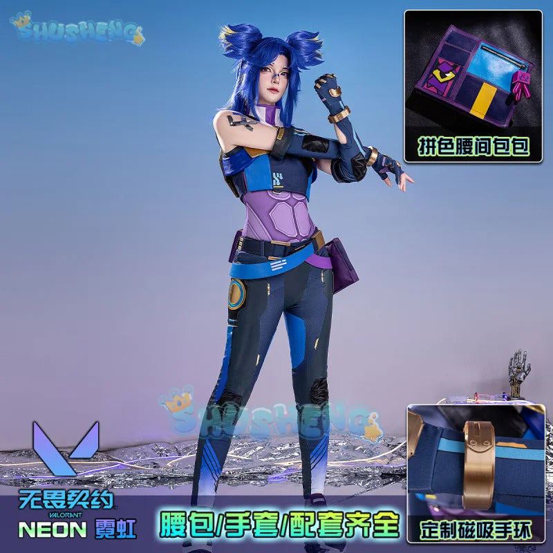 VALORANT Neon Cosplay Costume Uniform Halloween Carnival Party Christmas Play Role Clothes Clothing for Men Women
