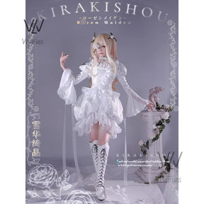 Kirakishou Cosplay Costume Wigs Anime Roses Maiden Cosplay Women Kirakishou Cosplay Lolita Gothic Dress White Lolita Dress Boots