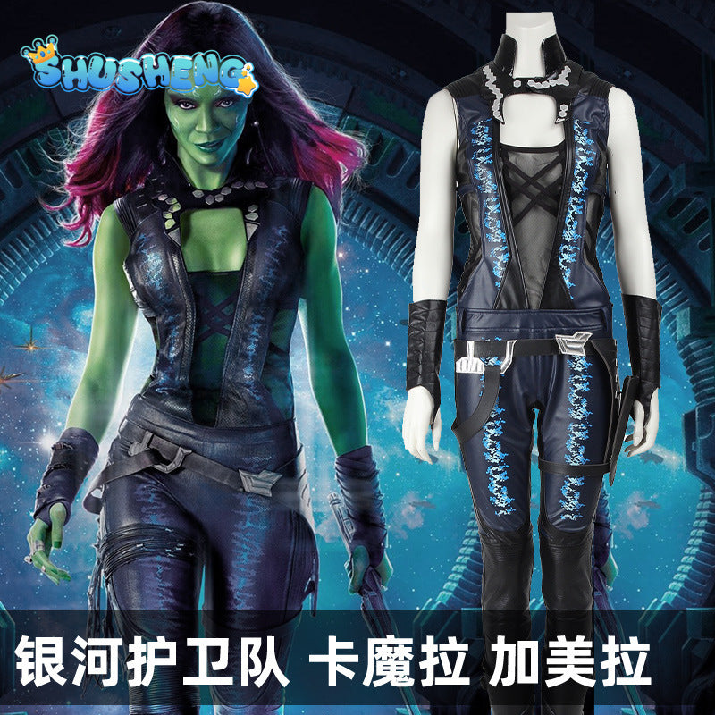 Superhero Gamora Cosplay Costume Adult Women Bodysuit Vest Fullset Gamora Battle Suit Halloween Party Costume