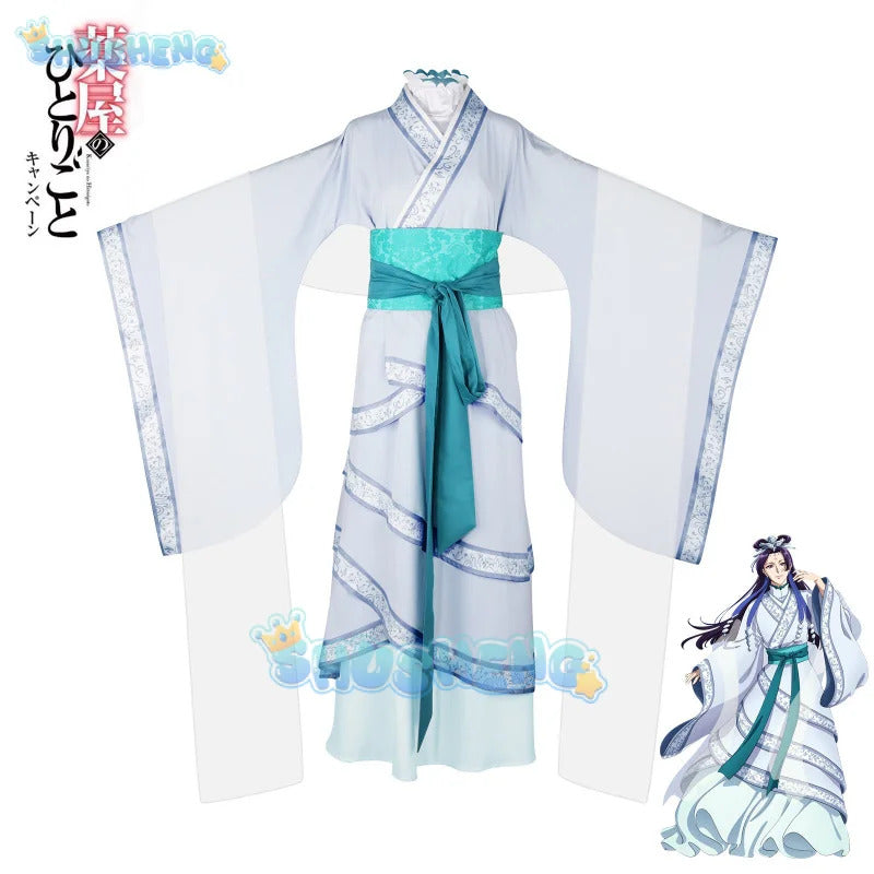 Anime The Apothecary Diaries Jinshi Cosplay Costume White Dress Headwear Earrings Kusuriya No Hitorigoto Maomao Women Outfit Cos