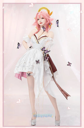 Genshin Impact Yae Miko Dress Flower Marriage Cosplay Costume Cos Game Anime Party Uniform Hallowen Play Role Clothes Clothing