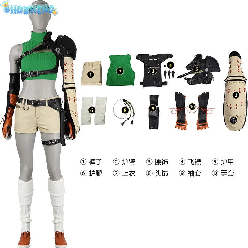 Final Fantasy 7 Yuffie Kisaragi Cosplay Costume Cos Game Anime Party Uniform Hallowen Play Role Clothes New Full