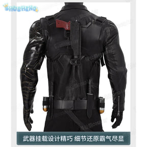 Thunderbolts Bucky Barnes Cosplay Winter Soldier Costume Halloween Men's Fantasy Uniform Coat Props Shoes Accessories Net Set