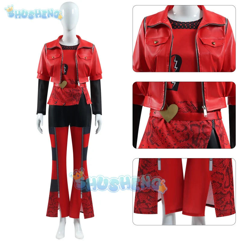2024 Halloween Red Cosplay Costume Descendants Queen Of Hearts' Daughter Uniform Set The Rise Of Princess Full Outfits Shusheng