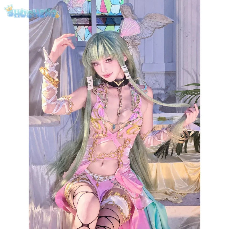 C.C. Code Geass Cosplay C.C Lost Stories New Costume Halloween Carnival Sexy Long Dress Women Sweet Wig Prop Accessorie uniform