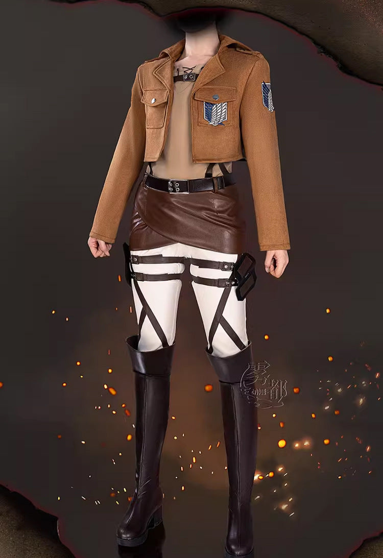 Anime  Cos  Attack On Titan Eren Jaeger Hange Zoe Cosplay Costume Survey Corps Mikasa·Ackerman Armin Arlert Full Set Women Men Cos