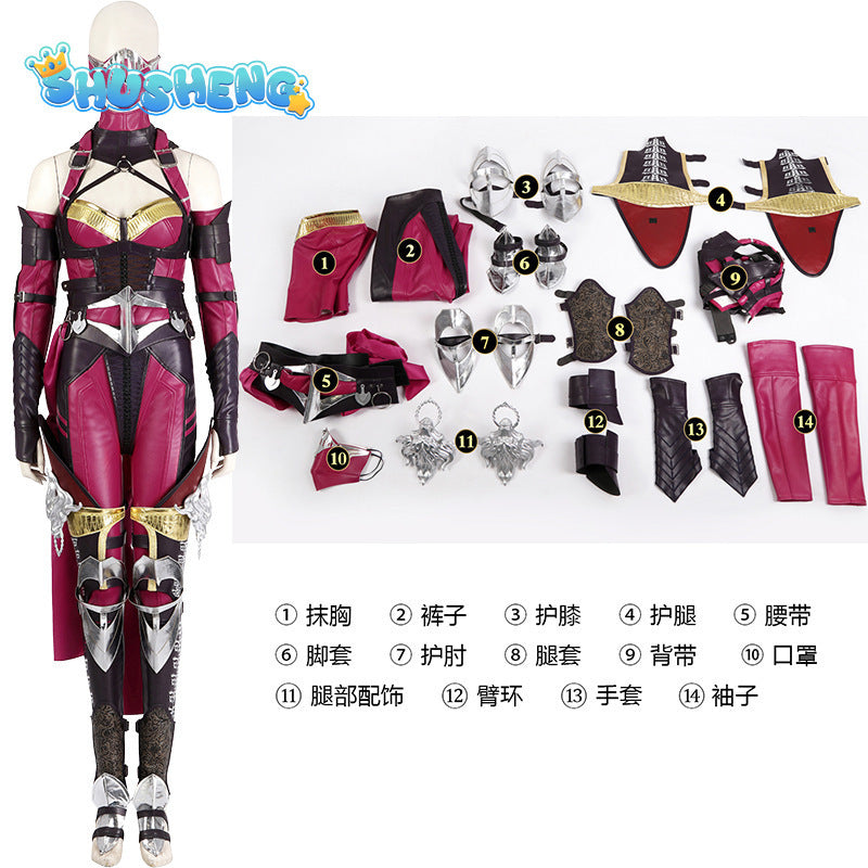 Mortal Kombat Mileena Kitana Cosplay Fantasia Costume Sexy Jumpsuit Mask for Adult Women Fantasy Outfit Halloween Carnival Suit