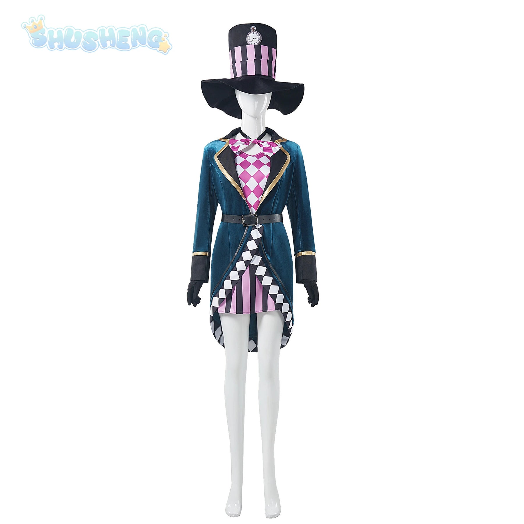 Game Alice: Madness Returns Cosplay Costume Alice Hat, Belt, Tie, Gloves, Halloween Party Magician Uniform Woman man Set S-XXXL