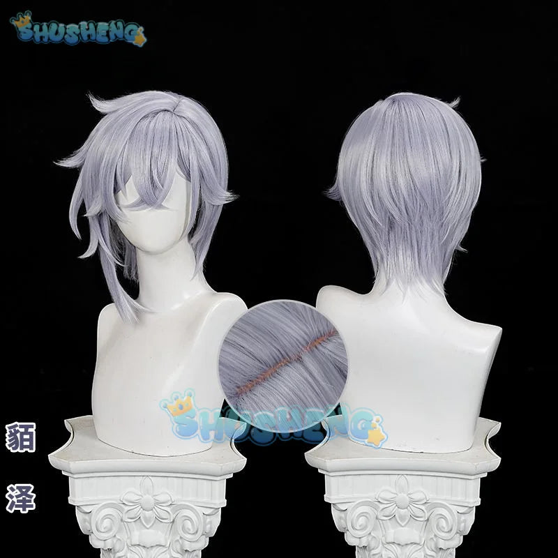 Honkai Star Rail Moze Cosplay Wig Gray Short Hair Xianzhou Yaoqing The Crow-Feathered Weirdo Halloween Party Women Men  Shusheng