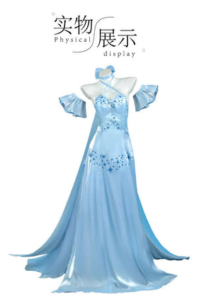 Shusheng-N Re:ZERO - Starting Life in Another World Emilia Cosplay Costume Crystal Dress Halloween Party Role Play Outfit Women