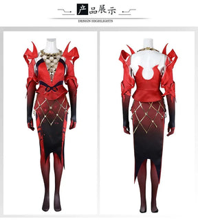 Game Rivals Scarlet Cosplay Witch Costume Emporium Matron Red Top Skirt Outfit Full Set Halloween Scarlet Fantasia Costumes