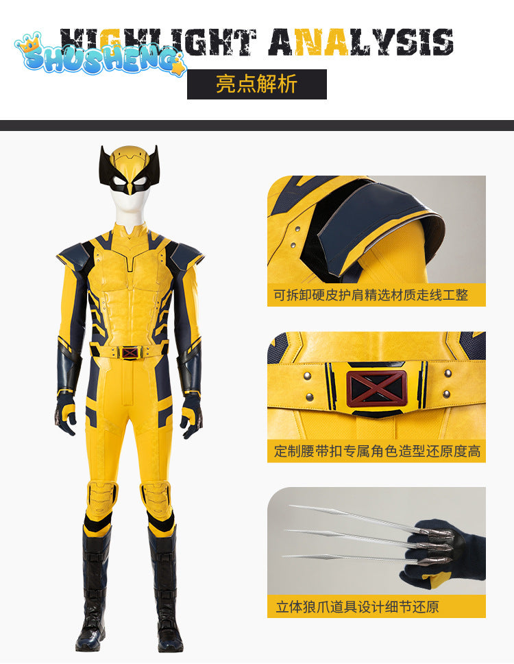 New Movie Wolverine Cosplay Costume Mask Jumpsuit Vest Gloves Belt Wolf Steel Claw Handsome Suit For Men High Quality Made