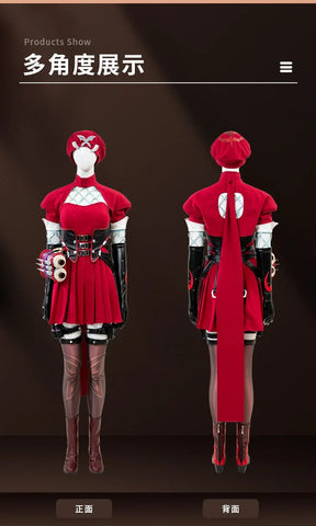 Psylocke Cosplay Rivals Red Ghost Hunter Costume Hat shoes suspender dress gloves socks prop set Halloween women fantasy uniform