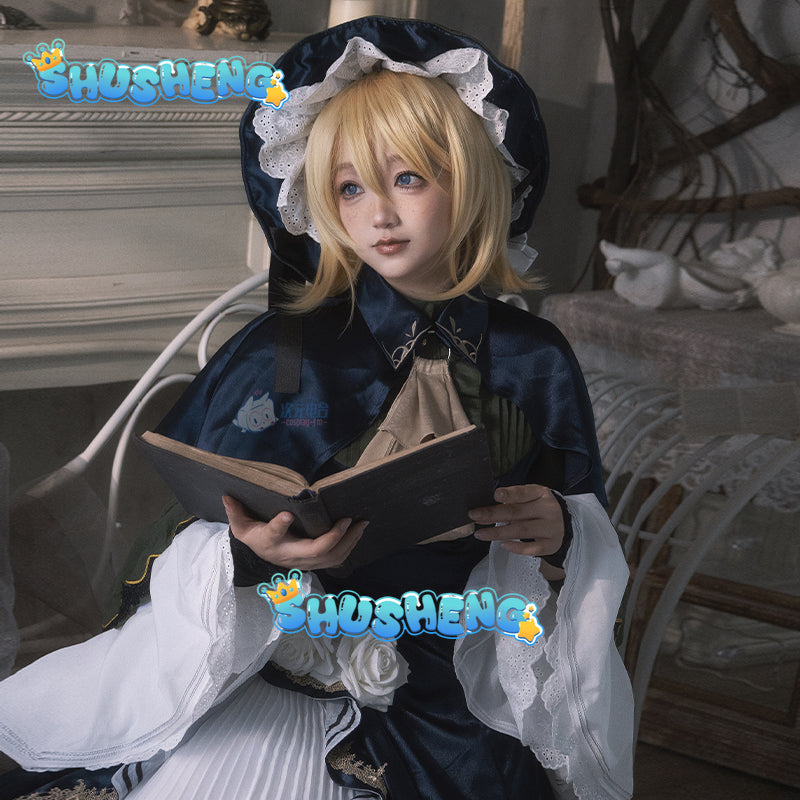 Evening Moon Watching Dress Rin Cosplay Costume Halloween Kagamine Outfits Women Gorgeous Large Hem Dress Hat