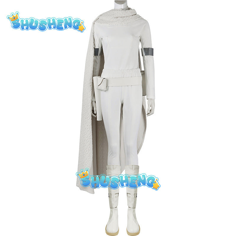 Cos Amidala Cosplay Waistbag Cloak Battle Suit Movie Space Battle Fantasia Disguise Women Female Halloween Carnival Party